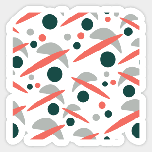 Abstract Shapes Pattern Green Coral Grey Sticker